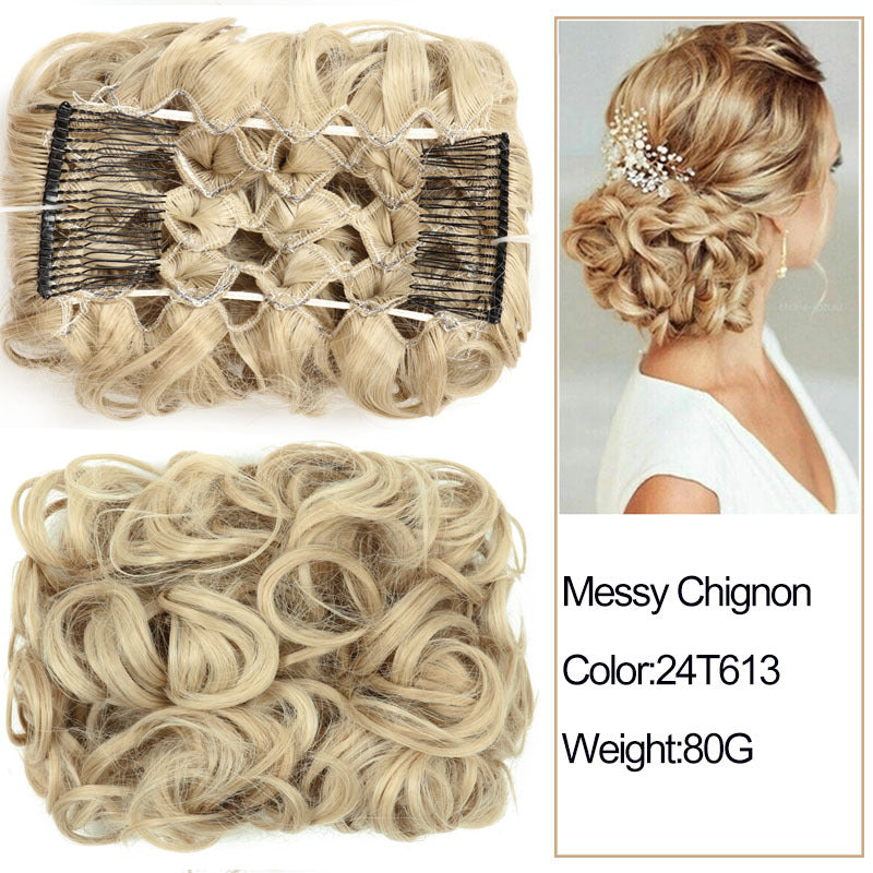 Wig ball head female flower bud natural fluffy ball head curly hair bun flower pull flower hair bun hair ring wholesale