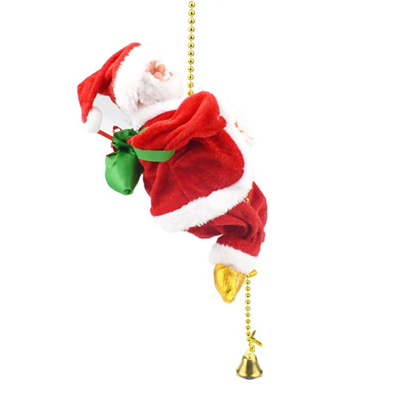 Cross-border hot-selling electric climbing beads old man can sing single and double ladder Santa Claus climbing chimney Santa Claus