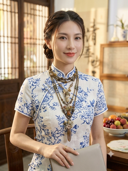[Dadi Suihua] Retro natural ore and fritillary multi-layer long necklace