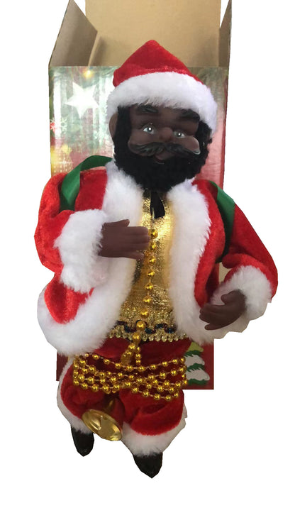 Cross-border hot-selling electric climbing beads old man can sing single and double ladder Santa Claus climbing chimney Santa Claus