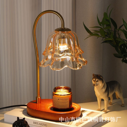 Vintage lily of the valley scented candle lamp, ambient lamp, bedside lamp, niche and high-end birthday gift for girls.