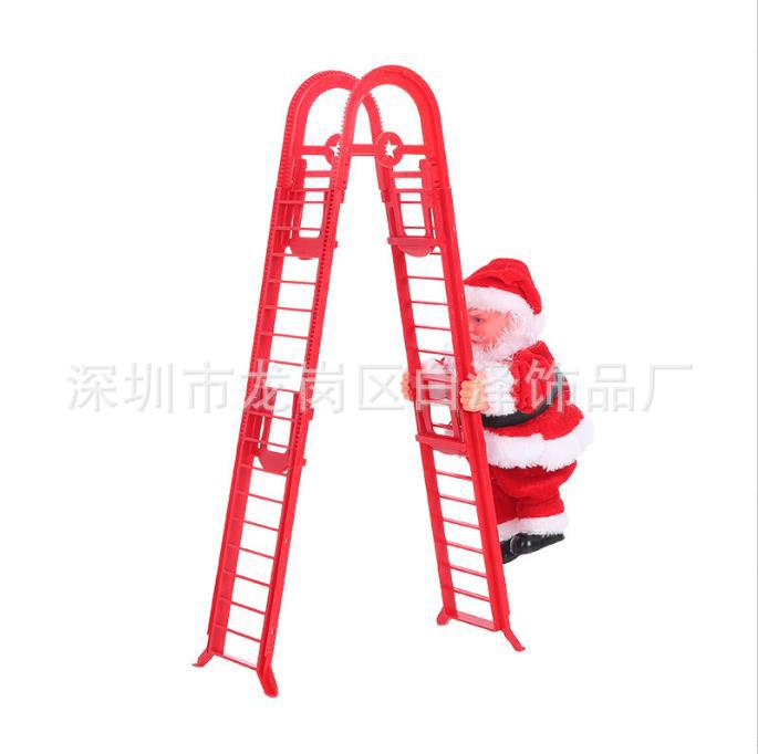 Cross-border hot-selling electric climbing beads old man can sing single and double ladder Santa Claus climbing chimney Santa Claus