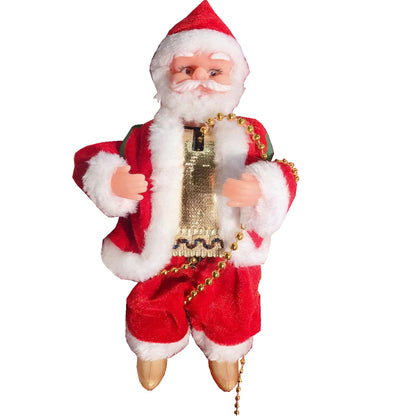 Cross-border hot-selling electric climbing beads old man can sing single and double ladder Santa Claus climbing chimney Santa Claus