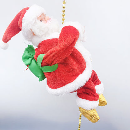 Cross-border hot-selling electric climbing beads old man can sing single and double ladder Santa Claus climbing chimney Santa Claus
