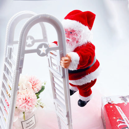 Cross-border hot-selling electric climbing beads old man can sing single and double ladder Santa Claus climbing chimney Santa Claus
