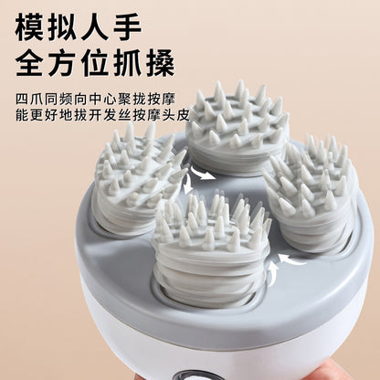 Cross-border head massager head therapy decompression acupoint electric meridian brush waterproof kneading handheld scalp massage