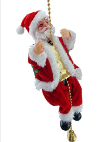 Cross-border hot-selling electric climbing beads old man can sing single and double ladder Santa Claus climbing chimney Santa Claus