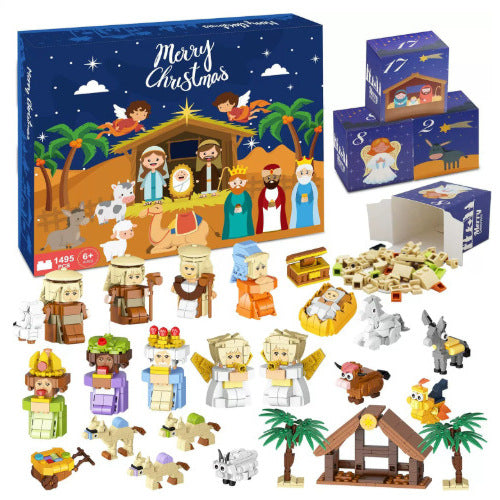 New cross-border Christmas timed tear-away blind box, 12-pack of Christmas marine animals - DIY dinosaur building block blind box