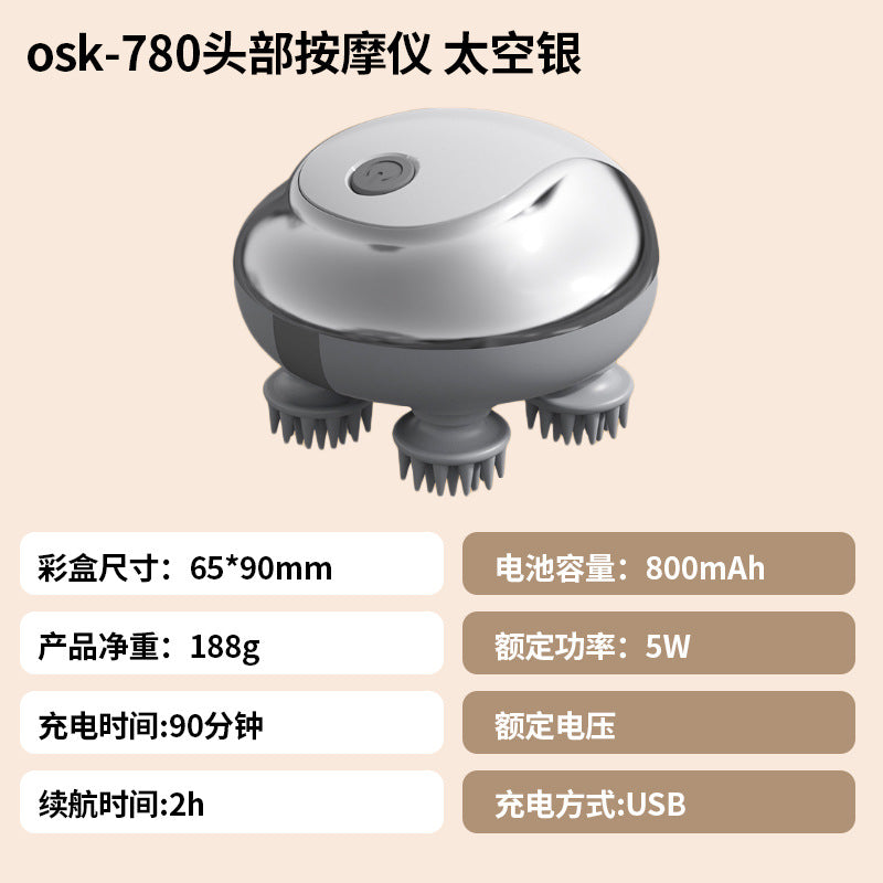 Cross-border head massager head therapy decompression acupoint electric meridian brush waterproof kneading handheld scalp massage