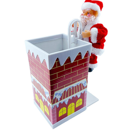 Cross-border hot-selling electric climbing beads old man can sing single and double ladder Santa Claus climbing chimney Santa Claus