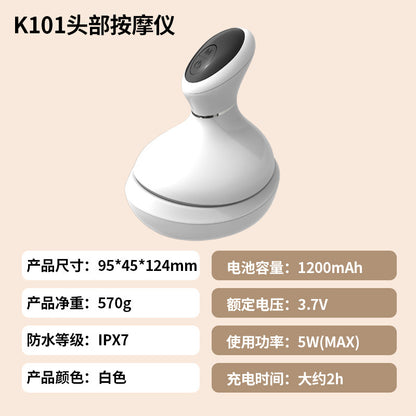 Cross-border head massager head therapy decompression acupoint electric meridian brush waterproof kneading handheld scalp massage