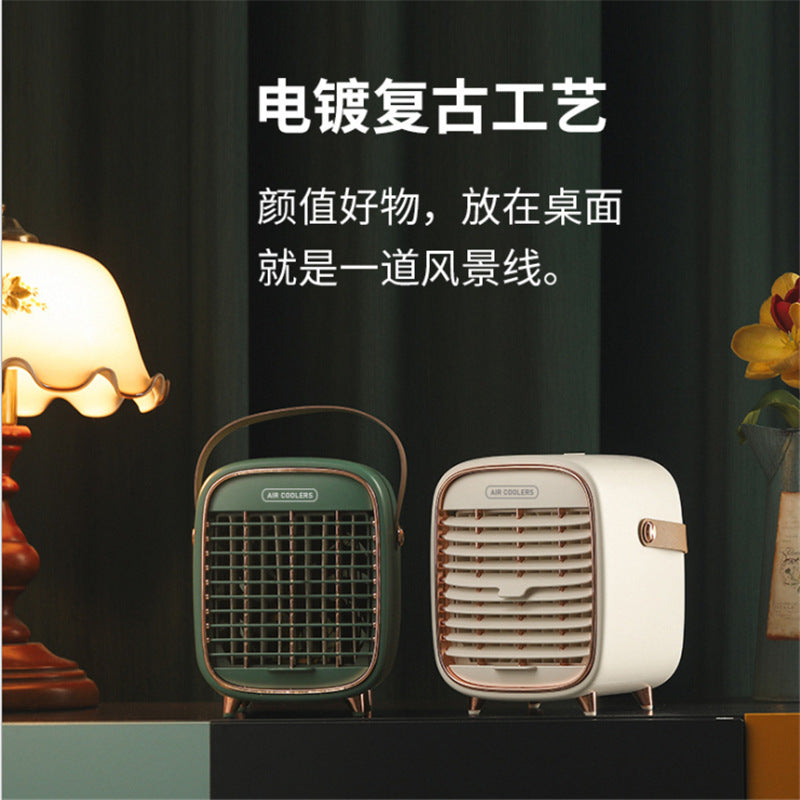 Amazon fan portable portable water cooling fan mini mute humidification small fan desktop cooling fan