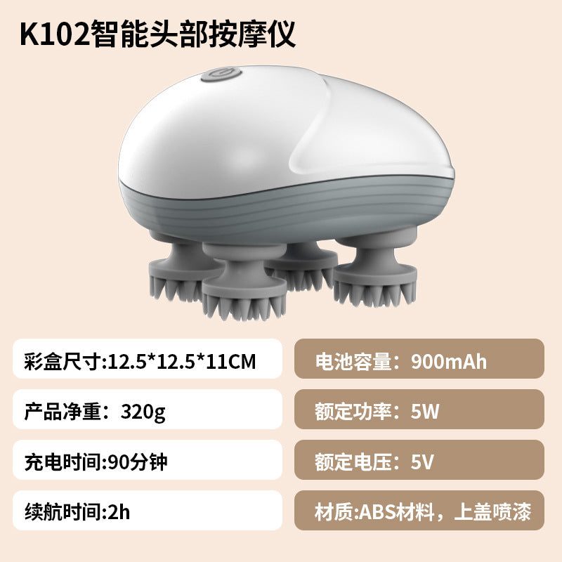 Cross-border head massager head therapy decompression acupoint electric meridian brush waterproof kneading handheld scalp massage