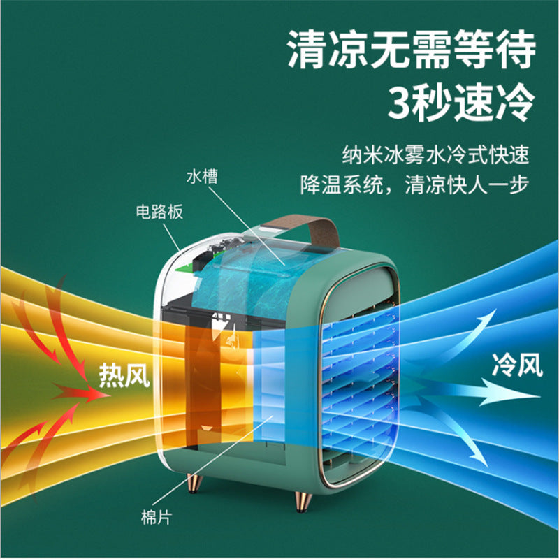 Amazon fan portable portable water cooling fan mini mute humidification small fan desktop cooling fan