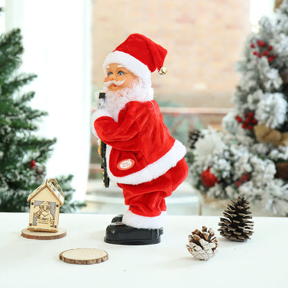 Cross-border hot-selling electric climbing beads old man can sing single and double ladder Santa Claus climbing chimney Santa Claus