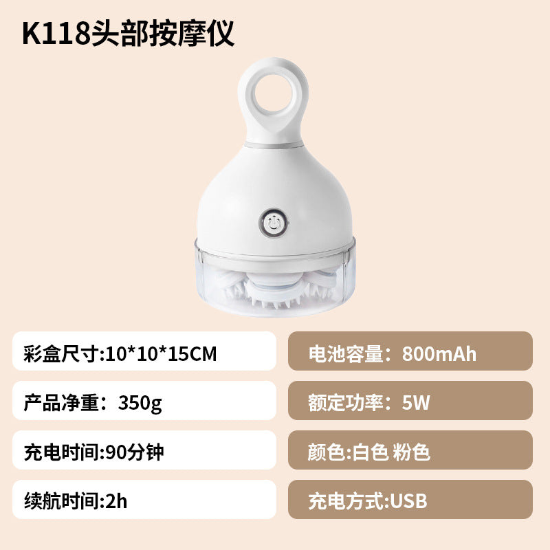 Cross-border head massager head therapy decompression acupoint electric meridian brush waterproof kneading handheld scalp massage