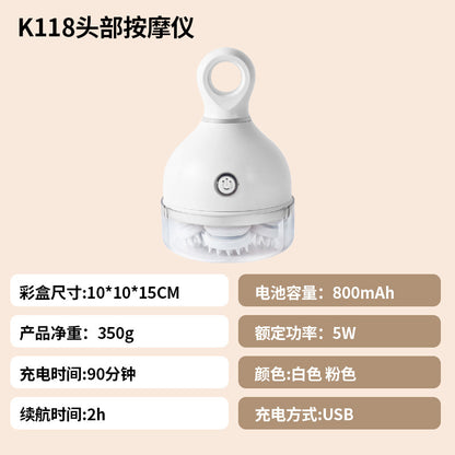 Cross-border head massager head therapy decompression acupoint electric meridian brush waterproof kneading handheld scalp massage